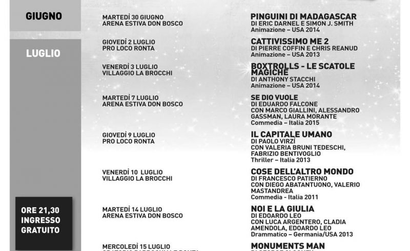 July and August - CINEMA UNDER THE STARS at Borgo San Lorenzo