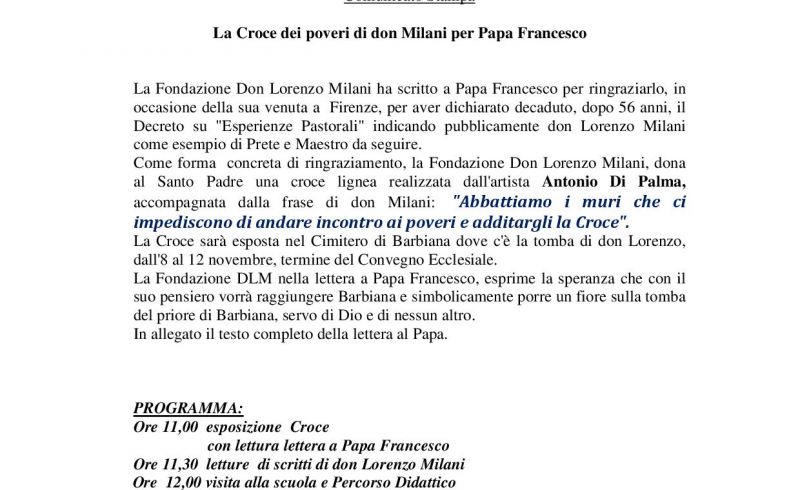 from 8th till 12th/11 - ANTONIO DI PALMA  WOODEN CROSS IN BARBIANA 