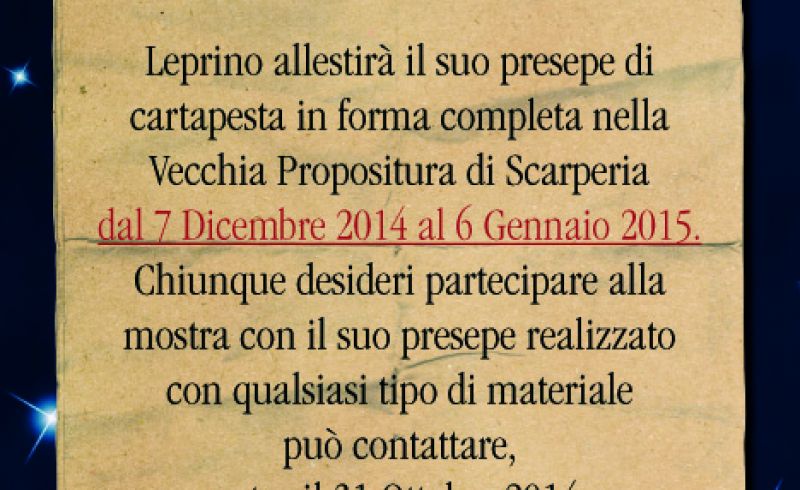 from 7th/12/2014  till 6th/01/2015 - NATIVITY SCENE EXHIBITION