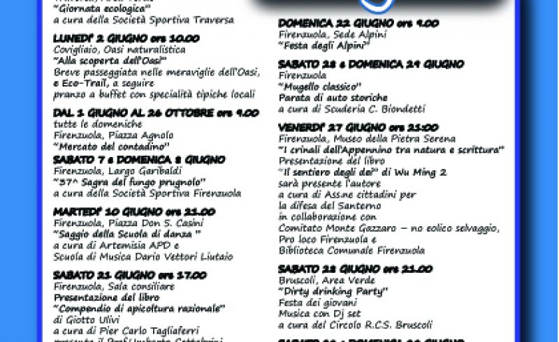 FROM 1ST TO 30TH - JUNE IN FIRENZUOLA