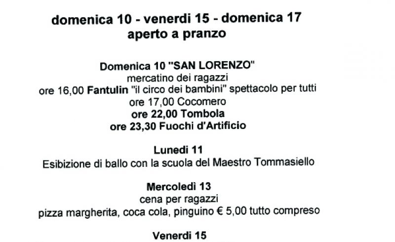 from 7th to 17th/08 - SAN LORENZO FESTIVAL 